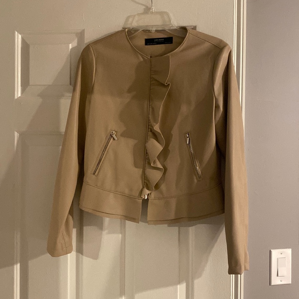 Zara Beige Vegan Leather Jacket